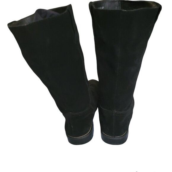 Women's Deni-20 Black Suede Leather Mid-Calf Low Block Heel Boots Size 6 1/2 - Picture 8 of 10